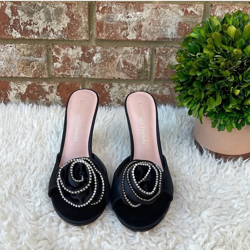 New Revolve Lovers and Friends x
Rachel Merle Satin Rosette Heels in
Black Sz. 8 - Picture 4 of 11